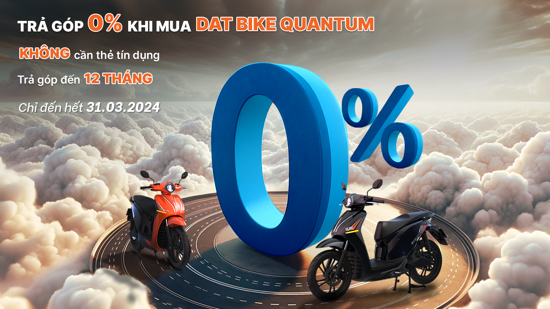 Chỉ đến 31/03! Ưu đãi trả góp 0% khi mua xe Dat Bike Quantum