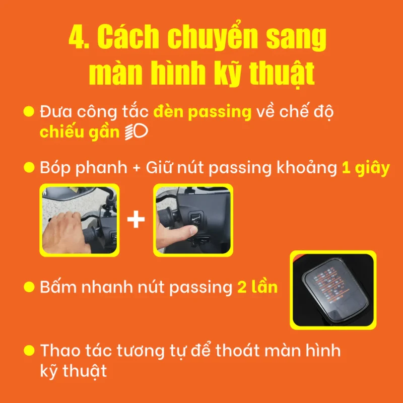 Cách chuyển sang màn hình kỹ thuật
