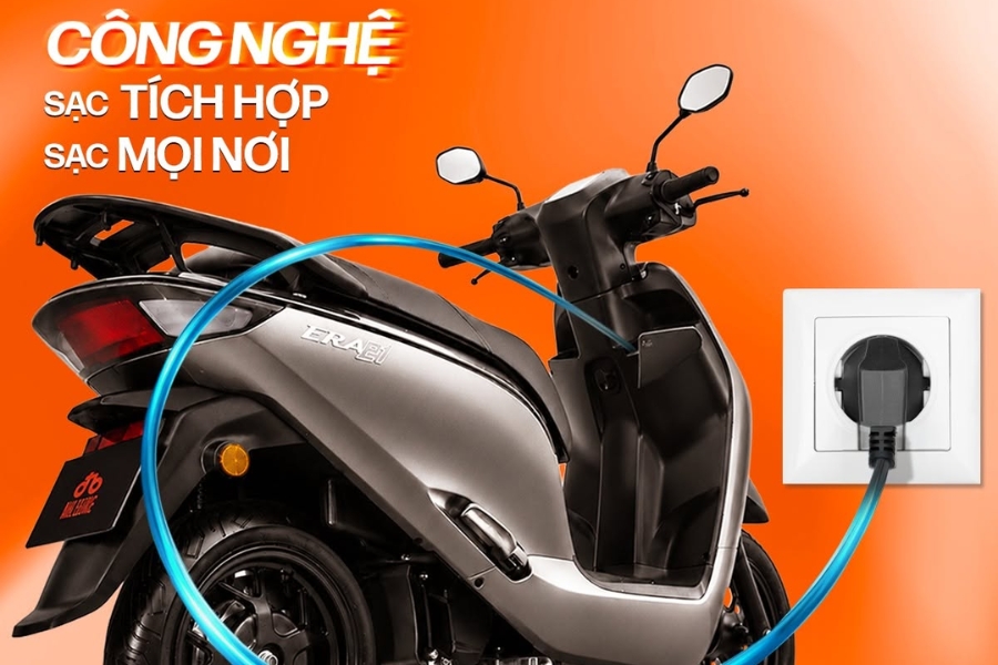 Công nghệ sạc tích hợp trên Era giúp sạc trực tiếp tại nhà, vô cùng tiện lợi
